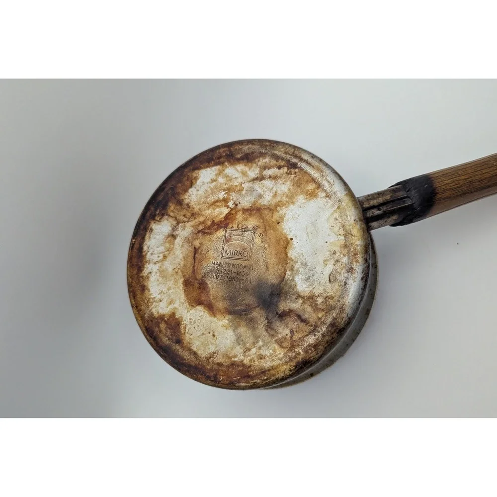 Vintage Mirro Blue‎ Saucepan 1 Qt Wood Handle Country Geese Retro Cookware USA